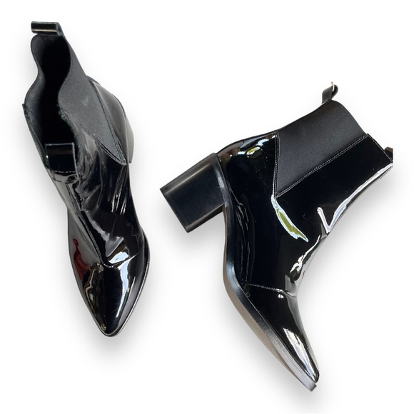 Maison Shoeshibar Designer Patent Leather Boots Slip On Pointed Toe - Picture 6 of 12